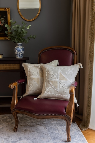 2 Adet Buldan İşi Dokuma Kırlent Kılıfı %100 Pamuklu Güpürlü Dantelli 43x43 R