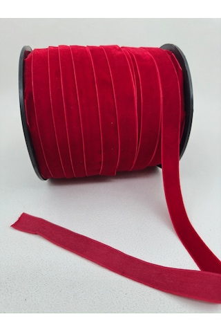 2 Cm Düz Kadife-kırmızı-5 Metre-yılbaşı Paket Süslemede-çam Ağacı Süslemede