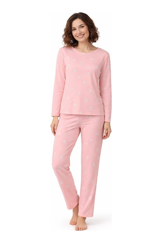 Pemilo Kadın 3568 Uzun Kol Süet Pijama Takımı PEMBE