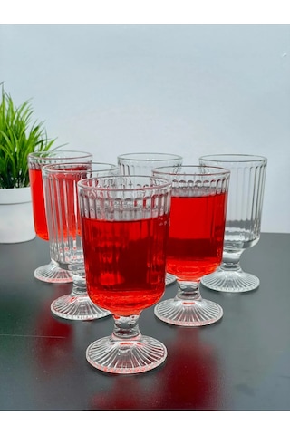 6 Lı Kristal Cam Kahve Yanı Su Bardağı Kadeh Kupa Bardak 100ml