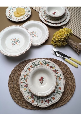 Tabak Evi Fulya Food Garden Porselen Yemek Takımı 6 Kişilik 24 Pa