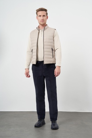 İmza Taş Rengi Kapitone Dik Yaka Düz Garnisiz-biyesiz Slim Fit Yelek 1009245151 Taş Rengi