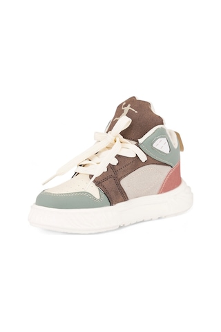 Nstil Unisex Çocuk Spor Ayakkabı Ortopedik Bağcıklı Cırtlı Desenli Kaymaz Taban Yürüyüş Sneaker 537 Bej - Kahverengi