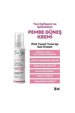 Pink Touch Spf 50 Ton Eşitleyici, Aydınlatıcı Pembe Yüz Güneş Kremi Pa Spf 50