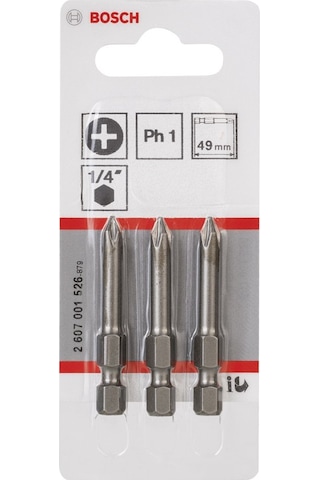 Bosch Extra Hard PH 1x49 mm 3'lü Ekstra Sert Vidalama Ucu - 2607001526