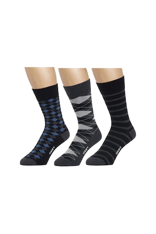 Ozzy Socks 3 Çift Dikişsiz Erkek Penye Pamuklu 4 Mevsim Çorap Dayanıklı Topuk Burun Gri- Antrasit
