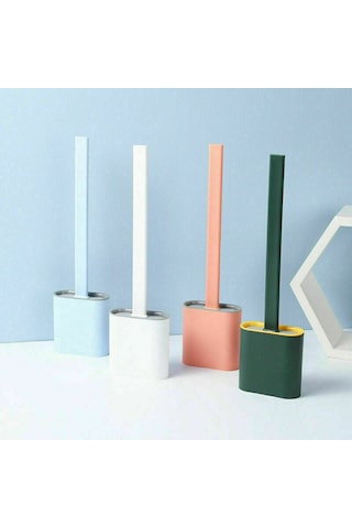 Yaozixa Silikon Tuvalet Fırçası Tuvalet Fırçası Tutucu Yaratıcı Temizleme Fırçası Seti Beyaz