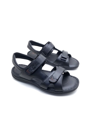 Erkek Hakiki Deri Ortopedik Sandalet Siyah