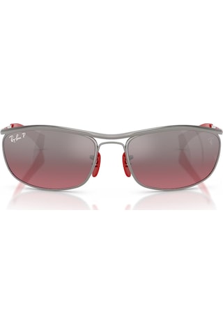 Ray-ban Rb 3819m F0017a 62 Scuderia Ferrari Unisex Polarize Oval Gri Aynalı Metal Güneş Gözlüğü Gri