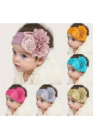 Elmpaly Kırmızı Yenidoğan Baş Bandı - Yumuşak Ayarlanabilir Büyük Çiçek Desenli Kırmızı