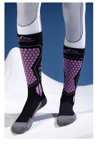 Kış Profesyonel Yün Kayak Çorapları- Wool Style Siyah Mor 35-39 Mor - Siyah