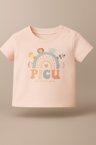%100 Pamuklu Picu T-shirt Pembe