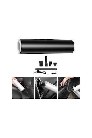 Cbtx Taşınabilir El Araç Süpürgesi 120w Araç Şarj Cihazı Hepa Filtreli Takılabilir Otomatik Elektrikli Süpürge - Siyah