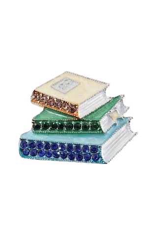 Bilgeliğin Ve Tutkunun Simgesi Kitap Broş Kristal Taşlı Erkek Kadın Broş Yaka İğnesi Kitaplı Çok renkli
