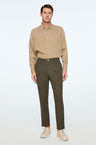 Morven Erkek Yeşil Poliviskon Trend Düz Slim Fit Pantolon 26ms003030700 Yeşil