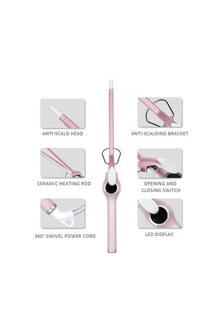 Curlylife Tb 1672 Afro Dalga İnce Uçlu Saç Şekillendirici Saç Maşası - 9 Mm Extra Uzun Başlıklı Pembe - 828923009