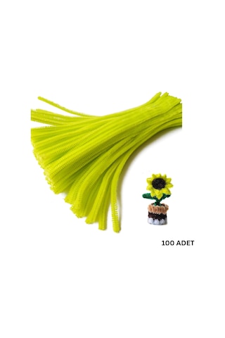 Şönil Tel Seti, El İşi, Dıy, Hobi Ve Çiçek Yapım Telleri, Neon Sarı, 100 Adet, 6 Mm - 30 Cm