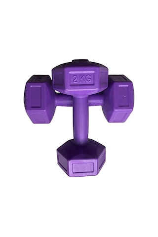 Leyaton Vinyl Kaplı Mor Dambıl 2 KG x 2 Adet