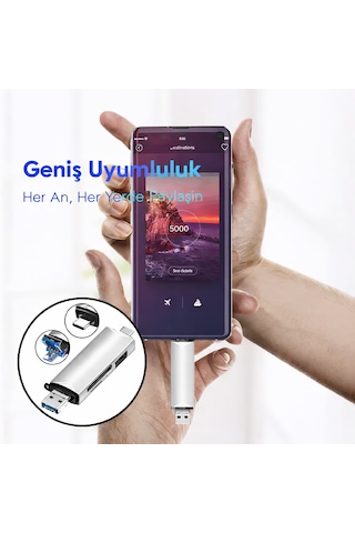 6 Sı 1 Arada Otg Kart Okuyucu Type-c Usb 3.0 Sd / Tf / Usb Çok Fonksiyonlu Adaptör