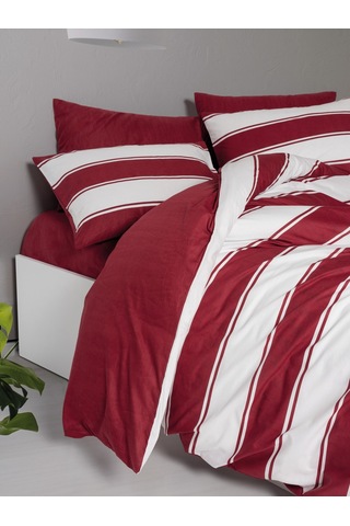 Cozy Home Festive Çift Kişilik Lastikli Çarşaflı Nevresim Takımı Jolly Kırmızı Kırmızı