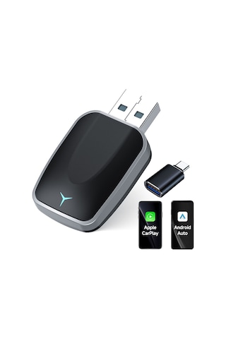 Maiyame Kablosuz Carplay Ve Android Auto Destekli 2-in-1 Araç Adaptörü, Bluetooth/wlan Bağlantısı, İos 10+ Ve Android 11+ Uyumlu, Akıllı Ses Kontrolü, Plug&play - Gümüş Gri