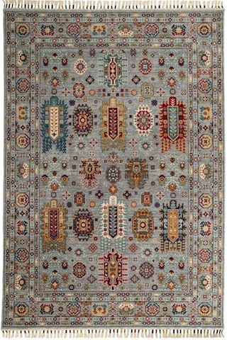 Çam Halı Sultani 807 Gri Yün Ve Bambu İle Özel Tezgahlarda Üretilen Otantik Desenli El Emeği Modern Uşak Halısı Gri