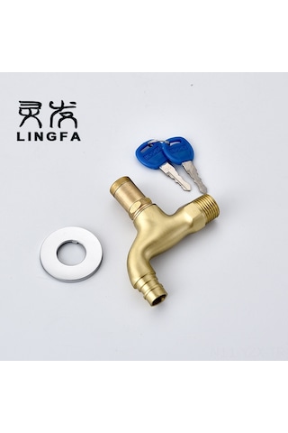 Yaozixa Bakır Kilitli Musluk - 4 Noktalı Hırsızlık Önleyici, Anahtarlı Küçük Musluk, Elektro Kaplamalı Bakır Gövde