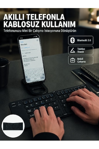 Taşınabilir Katlanabilir Bluetooth Klavye İos Android Windows Uyumlu - Lisinya