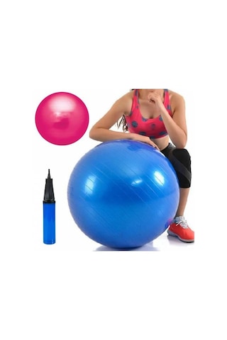 65 CM Pilates Topu Büyük Boy Pilates Topu Pompa Mor