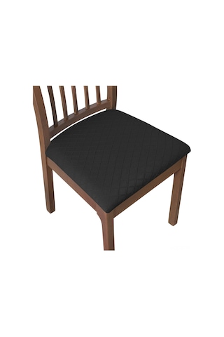 Lemestar Kare Desenli Lastikli Sandalye Koltuk Kılıfı Seti - Siyah 4 Adet, Poliester-spandeks, Makine Yıkama Uygun, 35-53cm Ölçü Aralığı Siyah