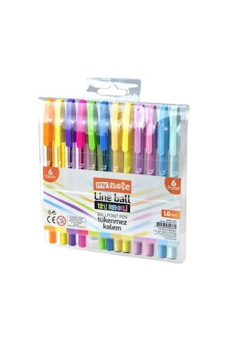 Mynote Line Ball 1.0 Mm 12'li Renkli Çok Renkli