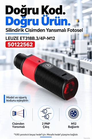 Leuze Et318b.3/4p-m12 Enerjik Cisimden Yansımalı Fotosel 50122562