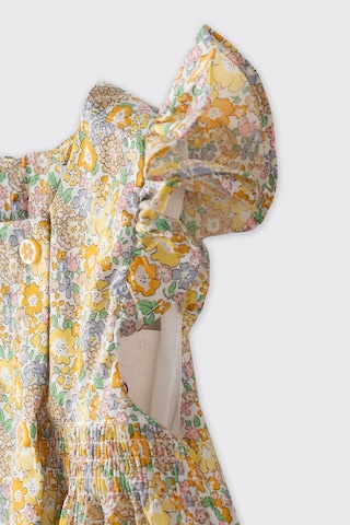 Made With Liberty Fabric Liberty Kumaş Çiçek Desenli Yenidoğan Elbise Sarı
