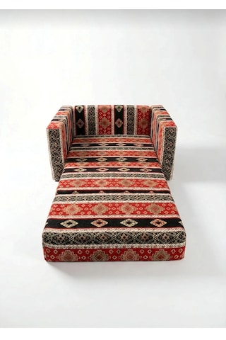 Çocuk Koltuğu Komple Sünger Katlanabilir Yataklı Minder Yatak 0-4 Yaş Siyah Kilim Desen Standart