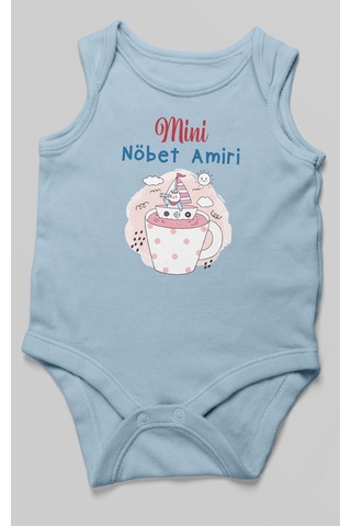 Mini Nöbet Amiri Baskılı Bebek Zıbını Çıtçıtlı Body %100 Pamuk Sıfır Kol Bebe Mavisi