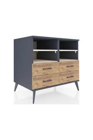 Kronos Şifonyer 4 Raflı 4 Çekmeceli 88x59x80 Antrasit-aytaşı/çam Aytaşı/çam
