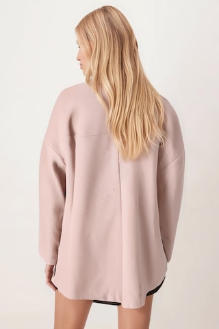 Armonika Kadın Bej Erkek Yaka Yanları Yırtmaçlı Oversize Ceket Arm-26k001009