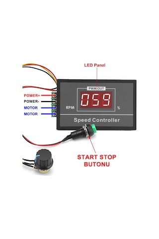 30A 60V Dc Motor Hız Kontrol Devresi Panel Tip Potansiyometre