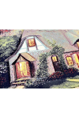 Hobbit Evi Adlı İran Tebriz Halı Tablo 94x75cm - Duvar Halı Kilim Tablo