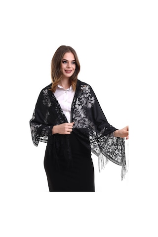 Narin Pamuk Tül Şal Siyah 60x160