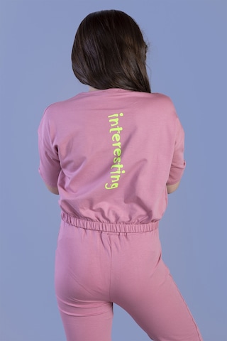 Toontoy Kız Çocuk Crop Model Cep Detaylı Baskılı Eşofman Takımı Gül Kurusu