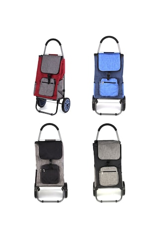 Ses Yapmaz Bilyeli Tekerlekli Su Geçirmez Fermuarlı Çantalı Pazar Arabası Karışık Renk