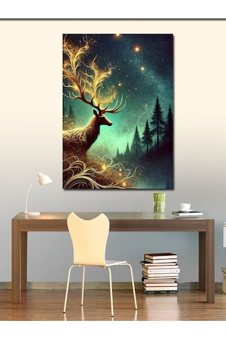 Kanvas Tablo Orman Ve Parlayan Geyik 50cmx70cm