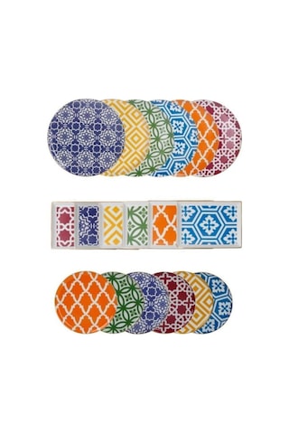Porland 04AP021276 Morocco 18 Parça 6 Kişilik Ikram Ve Kahvaltı Takımı Çok Renkli