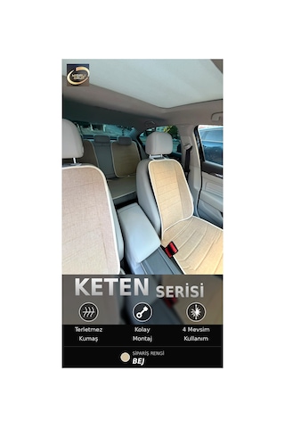 Byd Dolphin 2024-2026 Ön Ve Arka Koltuk Terletmez Dolgulu Keten Koltuk Minder / Kılıf Set Bej