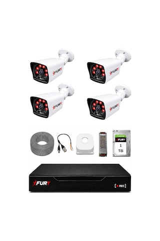 Fury 4 Kameralı Güvenlik Kamera Seti 2mp 1080p Full Hd 6 Atom Led Gece Görüşlü 1 Tb Hdd 5525