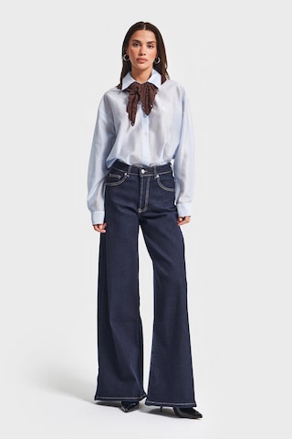 it's basic Kadın İndigo Renk 7w5-50 Lyl36 Palazzo Fit Esnek Kumaş İç Boy 80cm Denim Jean