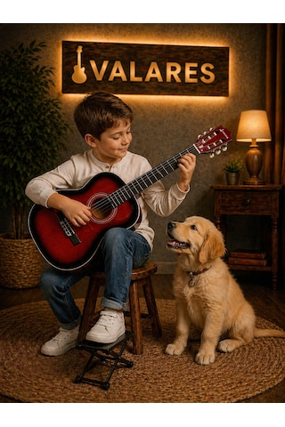 Valares Qcg3024 Kırmızı Klasik Gitar 3/4 Başlangıç & Orta Seviye Yumuşak Tını.kılıf Pena Hediye