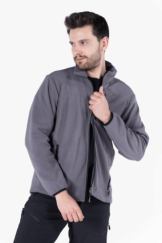 Polar Ceket Tam Fermuarlı 3 Cepli Gri