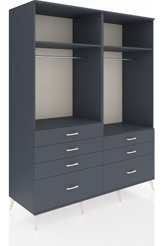 Kronos Gardrop 4 Raflı 7 Çekmeceli 2 Askılı 176x59x221 Antrasit-antrasit Antrasit